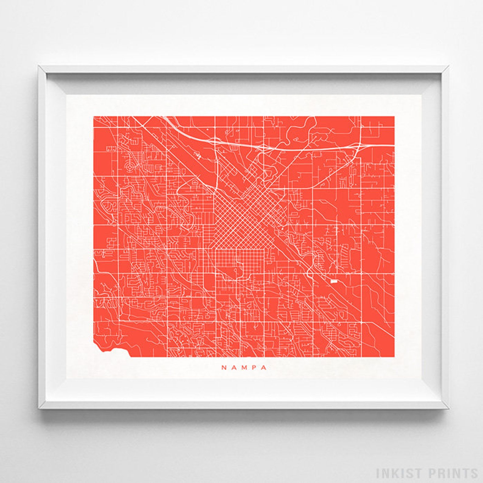 Nampa Map Idaho Print Nampa Poster Idaho Art Wedding Gift Etsy
