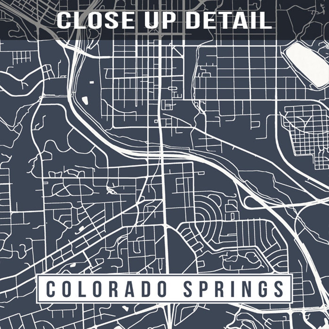 Colorado Springs Colorado Map Print Street Poster City - Etsy