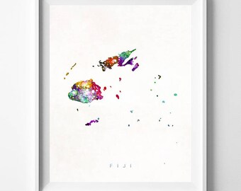 Suva Print Watercolor Art State Art Christmas Gift Wall Decor Bedroom Decor Map Print Fiji Map Print Fiji Poster Travel Poster