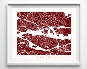 Stockholm Map, Sweden Print, Stockholm Poster, Sweden Art, Decor Idea, Home Town, Giclee Print, Nursery Wall Decor, Christmas Gift