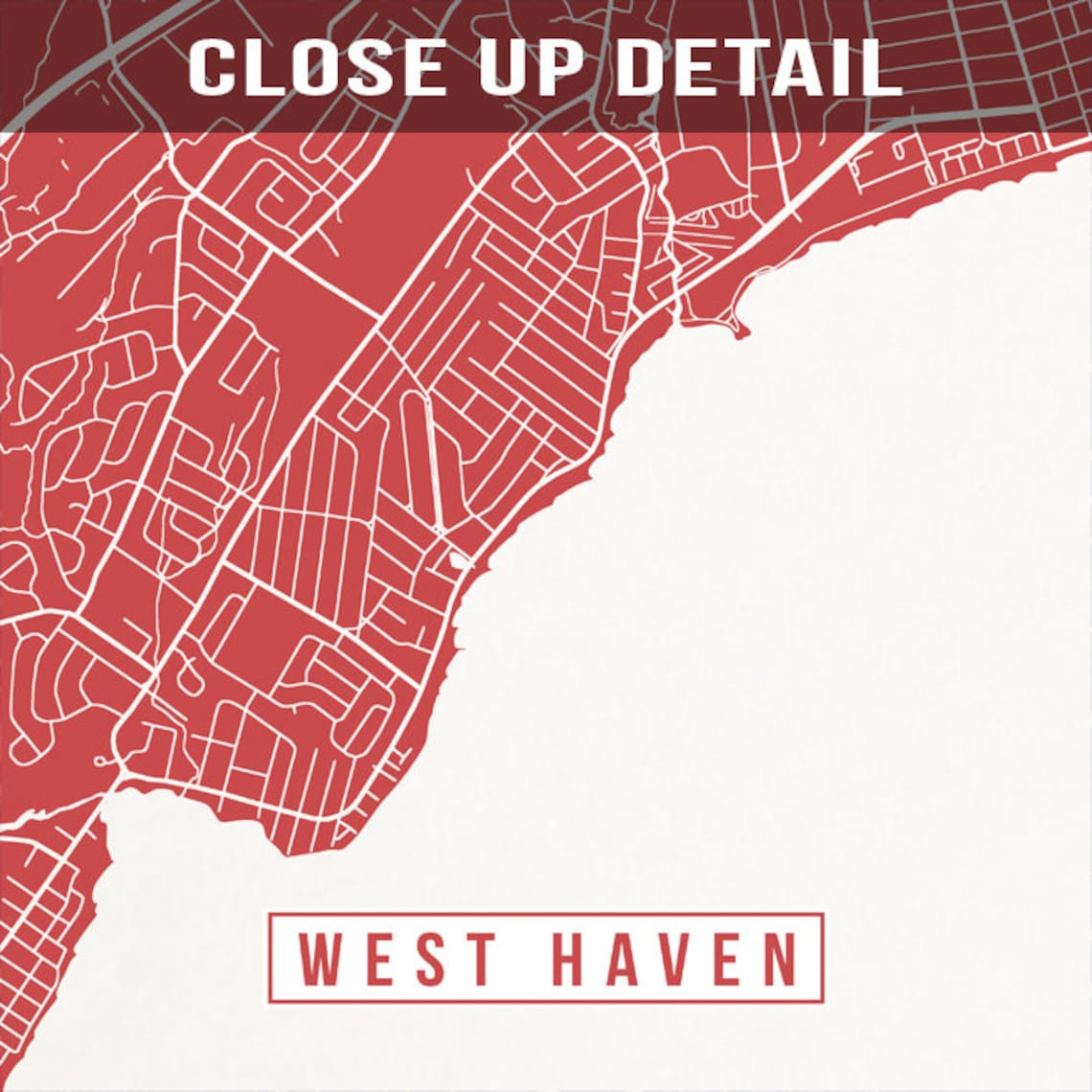 West Haven Connecticut Map Print Street Poster City Road Etsy