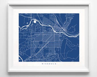 Missoula Map, Montana Print, Missoula Poster, Montana Art, Anniversary Gift, Gift For Her Decor, Wedding Gift, Office Decor, Gift For Her