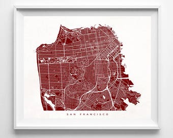 San Francisco Map, California Print, San Francisco Poster, California Art, Dorm Wall Decor, Wedding Gift, Office Decor, Christmas Gift