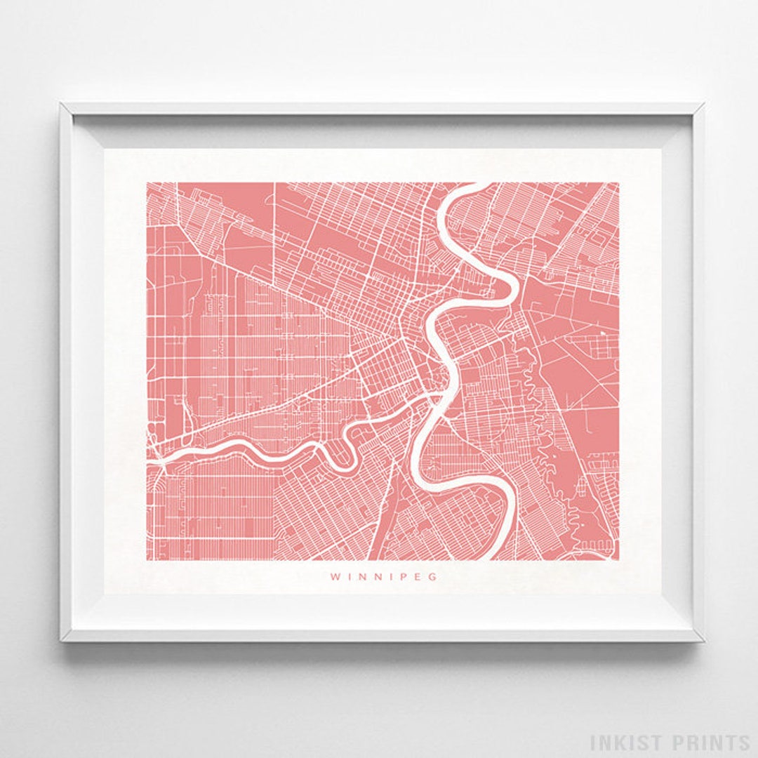 Winnipeg Map, Canada Print, Winnipeg Poster, Canada Art, Office Decor