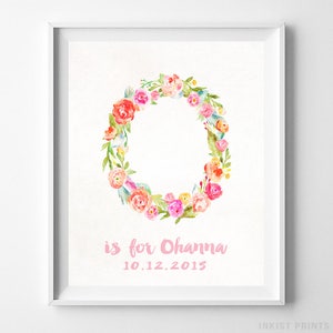 Baby Gift, Birthday Art Print, Nursery Decor, Bedroom Decor, Olive, Octavia, Oriana, Owena, Oprah, Olympia, Baby Room, Christmas Gift image 1