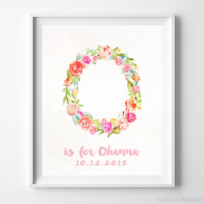 Baby Gift, Birthday Art Print, Nursery Decor, Bedroom Decor, Olive, Octavia, Oriana, Owena, Oprah, Olympia, Baby Room, Christmas Gift image 1