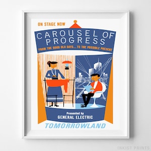 Vintage Disneyland, Print, Disneyland Poster, Carousel of Progress, Tomorrowland, Vintage Print, Home Decor, Giclee Art, Christmas Gift image 1