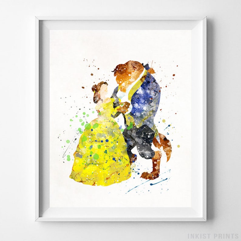 love doesnt Poster Print Watercolor decor 1 Disney Beauty and The Beast
