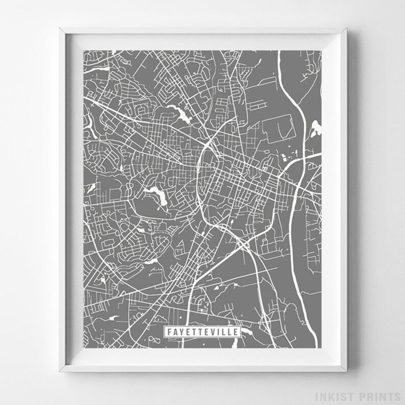 Fayetteville North Carolina Map Print Street Poster City Etsy