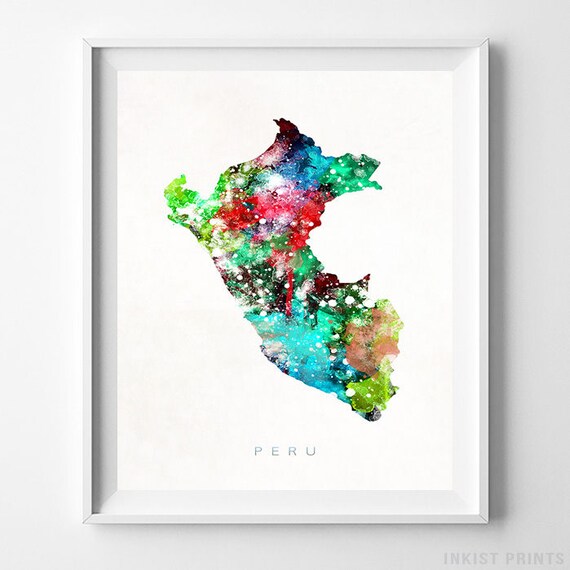 Peru Map Print Lima Print Peru Poster Watercolor Painting | Etsy