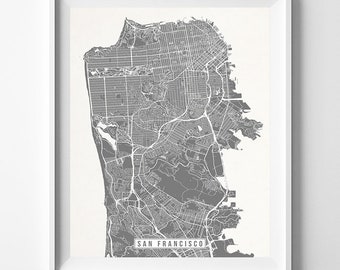 San Francisco, California, Map Print, Street Poster, City Road, Home Decor, Dorm Wall Art, Living Room, Wedding Gift, Christmas Gift