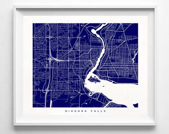 Niagara Falls Map, Ontario Print, Niagara Falls Poster, Canada Art, Modern Decor, Home Decor, Giclee, Playroom Wall Art, Christmas Gift