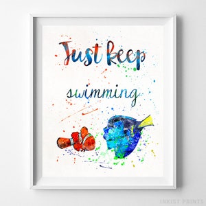 Finding Nemo, Nemo Quote Print, Nemo Poster, Dory Print, Disney Poster, Disney Print, Watercolor Art, Kid Room Art, Type 2, Valentines Day