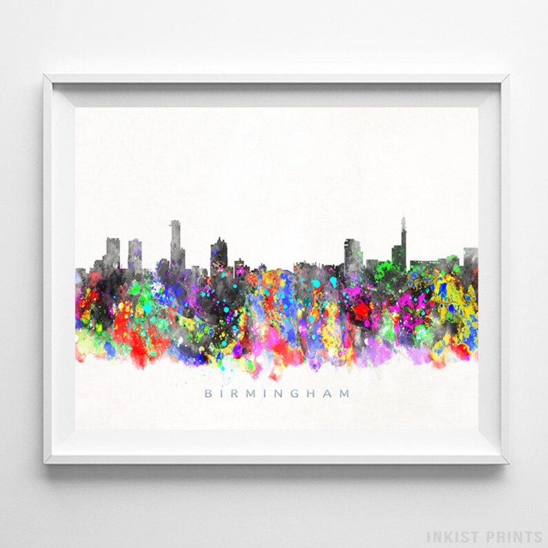 Birmingham Skyline Print England Print Birmingham Poster Etsy