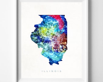 Illinois Map Print, Springfield Print, Illinois Poster, Springfield Map, Art, Watercolor Art, Map Print, Travel Poster, Christmas Gift