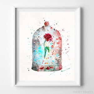 Cursed Rose Print, Beauty And The Beast, Enchanted Rose, Watercolor Art, Disney Poster, Baby Wall Decor, The Enchanted Rose, Fathers Day