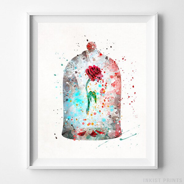 Cursed Rose Print, Beauty And The Beast, Enchanted Rose, Watercolor Art, Disney Poster, Baby Wall Decor, The Enchanted Rose, Fathers Day