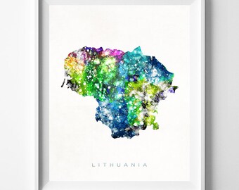 Lithuania Map Print, Vilnius Print, Lithuania Poster, Giclee Art, Watercolor Map, State Art, Home Decor, Map Art, Christmas Gift