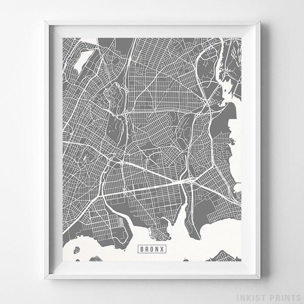 Bronx, New York, Map Print, Street Poster, City Road, Minimalist Home Decor, Dorm Wall Art, Living Room, Wedding Gift, Christmas Gift