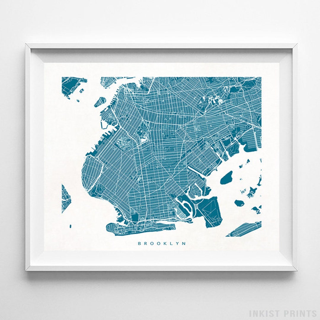 Brooklyn Map, New York Print, NYC Poster, Street Map, NY Map Art ...