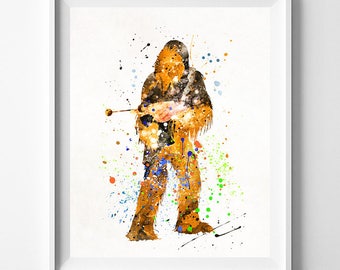 Affiche Star Wars, Chewbacca, Aquarelle Star Wars, Impression Chewbacca, Cadeau Star Wars, Art Chewbacca, Art mural Star Wars, Cadeau de Noël