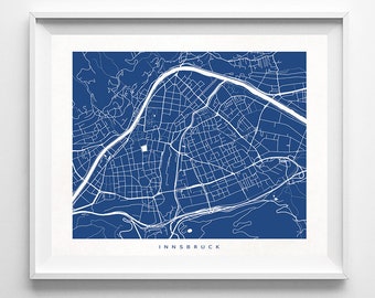 Innsbruck Street Map, Austria Poster, Hometown Print, Modern Home Decor, Office Decoration, Wall Hanging, Dorm Wall Art, Christmas Gift