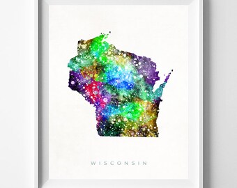 Wisconsin Map Print, Madison Print, Wisconsin Poster, Madison Map, Watercolor Painting, Map Art, Travel, Home Decor, Christmas Gift