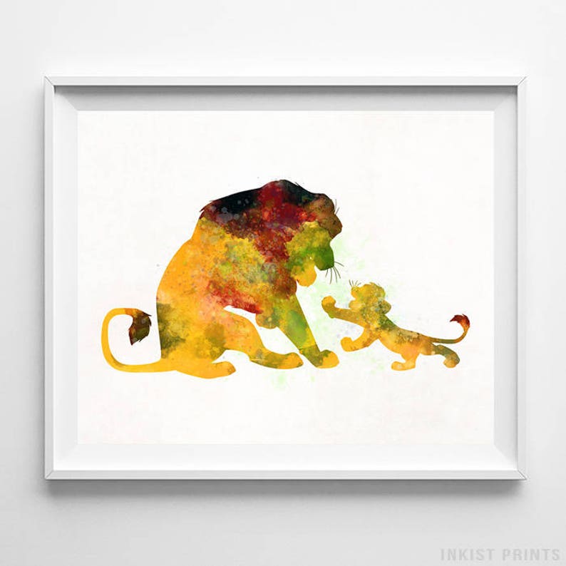 Lion King Print, Lion King Art, Mufasa Art, Simba Poster, Disney Poster, Simba Print, Watercolor Art, Wall Art, Type 1, Valentines Day Decor image 1