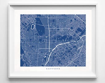 Sapporo Map, Japan Print, Sapporo Poster, Japanese Art, Giclee Art Poster, Kid Room Decor, Wall Decor, Office Wall Decor, Valentines Day