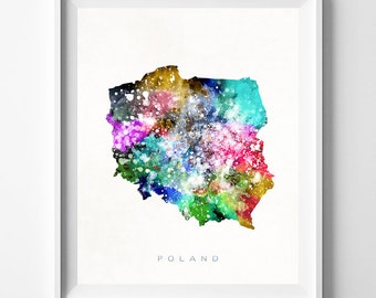 Poland Map Print, Warsaw Print, Poland Poster, Warsaw Map, Living Room Decor, Watercolor Map, Giclee Art, Map Print, Christmas Gift