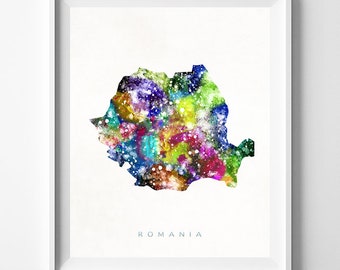 Romania Map Print, Bucharest Print, Romania Poster, Romanian Map, Map Art, State Art, Giclee Art, Map, Travel Poster, Christmas Gift