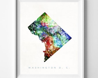 Washington DC Map Print, Washington D.C Print, Living Room Decor, Watercolor Painting, State Art, Map Print, Travel, Christmas Gift