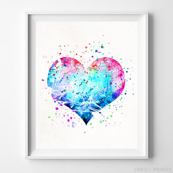 Heart Watercolor Poster Canvas Wall Art Heart Love Poster Print Wall Art  Modern Minimalist Wall Art Decor Print Watercolor Heart Shape Picture