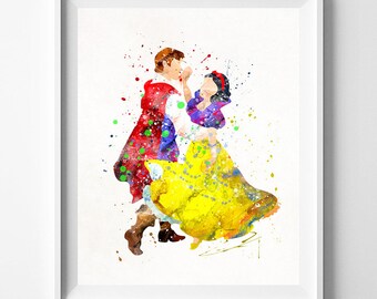 Snow White Print, Disney Print, Disney Princess, Snow White Disney, Florian Poster, Gift Idea, Watercolor Painting, Wall Art, Dorm Art