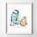 Star Wars Print, BB8 Art, R2D2 Poster, Star Wars Poster, BB8 Poster, R2D2 Print, Watercolor Art, BB8 Print, Baby Shower Gift, Dorm Art 