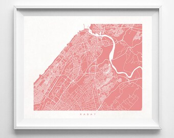 Rabat Street Map, Morocco Poster, Hometown Print, Modern Home Decor, Office Decoration, Wall Hanging, Dorm Wall Art, Christmas Gift