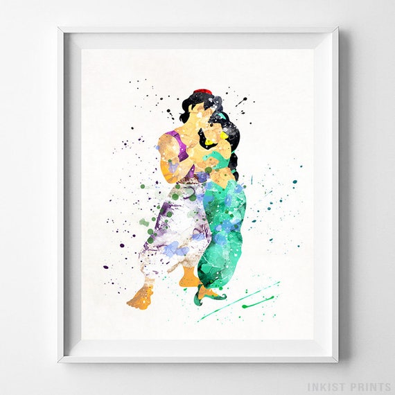 Aladdin Print Jasmine Watercolor Art Aladdin Poster Disney Etsy 日本