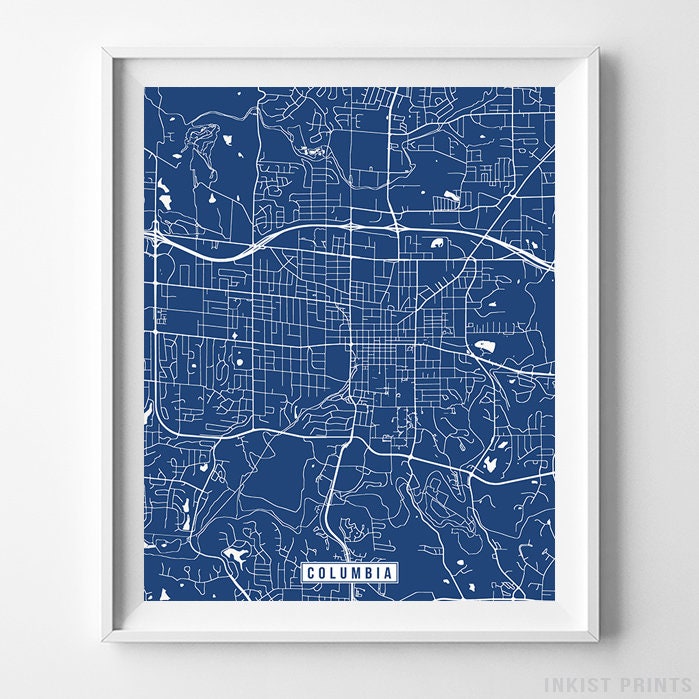 Columbia Missouri Map Print Street Poster City Road | Etsy