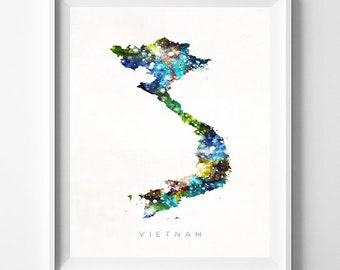 Vietnam Map Print, Hanoi Print, Vietnamese Poster, Asia Map, State Art, Watercolor Art, Wall Art, Map Print, Travel, Christmas Gift