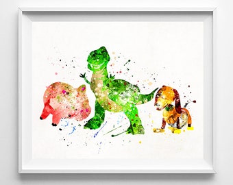 Toy Story Artwork, Rex Poster, Slinky Dog Print, Hamm Watercolor, Disney Poster, Watercolor Art, Pixar Print, Home Decor, Valentines Day