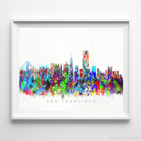 San Francisco Skyline Print, California Print, San Francisco Poster, Watercolor Art, Cityscape, Home Decor, Room Decor, Christmas Gift