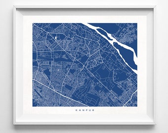 Kanpur Street Map, India Poster, Hometown Print, Modern Home Decor, Office Decoration, Wall Hanging, Dorm Wall Art, Christmas Gift