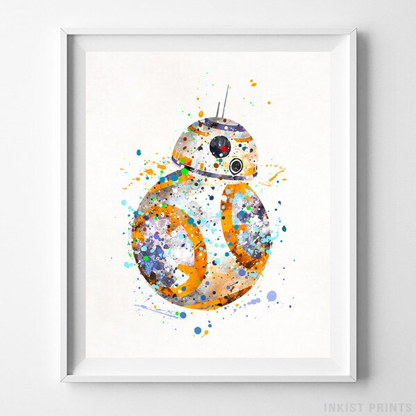 BB8 Print, BB-8 Poster, BB8 Art, Star Wars Gift, Star Wars Poster, Star Wars Art, Boy Room Decor, Playroom Art, Boy Gift, Valentines Day