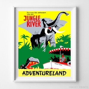 Disneyland Poster, Vintage Disneyland, Jungle River Print, Adventureland, Disney Poster, Disneyland Print, Nursery Decor, Valentines Day