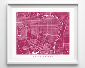 Nuevo Laredo Map, Mexico Print, Nuevo Laredo Poster, Mexican Art, Art Prints, Giclee Art Poster, Kids Room Decor, Christmas Gift