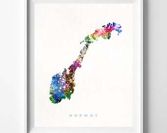 Norway Map Print, Norway Poster, Scandinavian Map, Living Room Decor, State Art, Giclee Art, Map Print, Travel Poster, Christmas Gift
