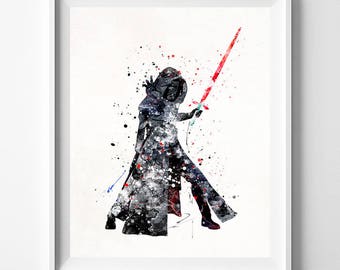 Star Wars Print, Kylo Ren Print, Star Wars Watercolor, Kylo Ren Art, Star Wars Poster, Sci Fi Poster, Star Wars Decor, Christmas Gift