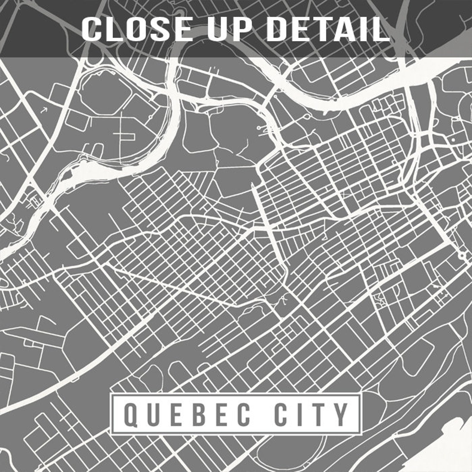Quebec City Canada Map Print City Road Street Poster Etsy