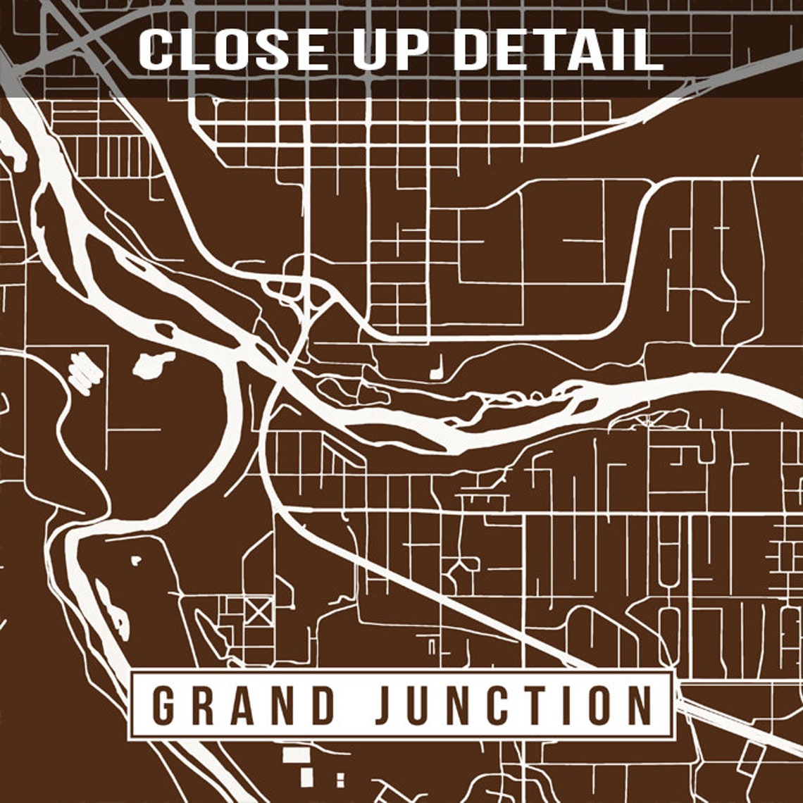 Grand Junction Colorado Map Print Street Poster City Road | Etsy