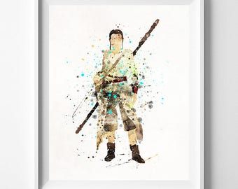 Star Wars Gift, Star Wars Rey, Star Wars Print, Rey Poster, Rey Print, Watercolor Art, Bedroom Decor, Type 1, Christmas Gift